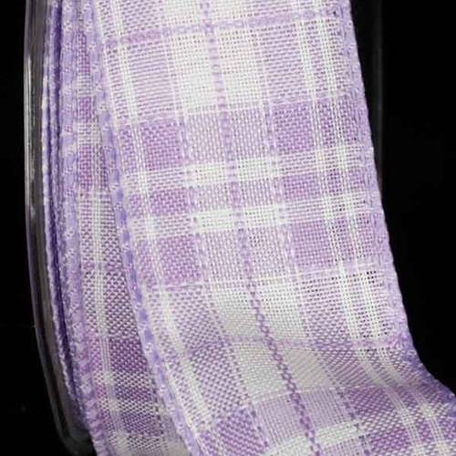 Lavender Purple and White Plaid Wired Craft Ribbon 1.5" x 40 Yards - IMAGE 1
