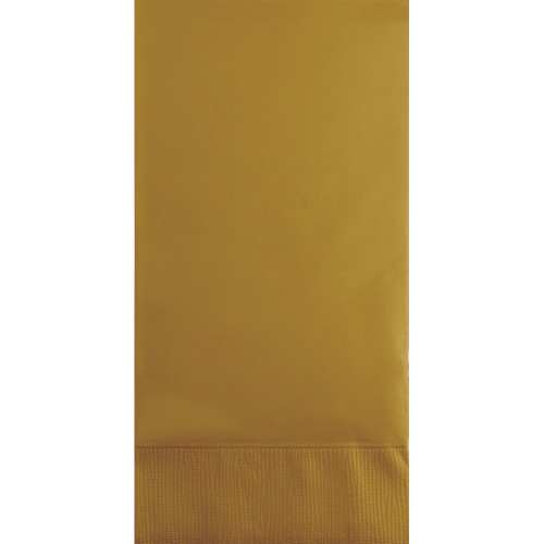 Club Pack of 192 Glittering Gold Solid 3-Ply Disposable Party Napkins 8" - IMAGE 1