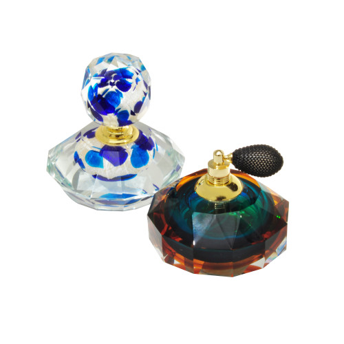 Set of 2 Columbia Hand Blown Glass Perfume Bottle with Stoppers 4.75" - IMAGE 1