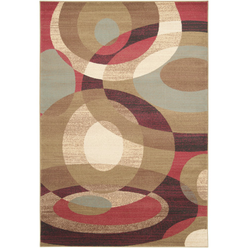 4' x 5.5' Beige and Brown Geometric Rectangle Area Throw Rug - IMAGE 1