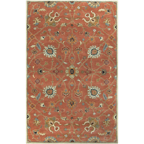 10' x 14' Valeria Burnt Orange and Coal Black Hand Tufted Wool Area Throw Rug - IMAGE 1