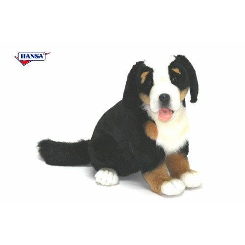 Set of 2 Black and White Handcrafted Bernese Mountain Dog Puppy Stuffed Animals 13.25" - IMAGE 1