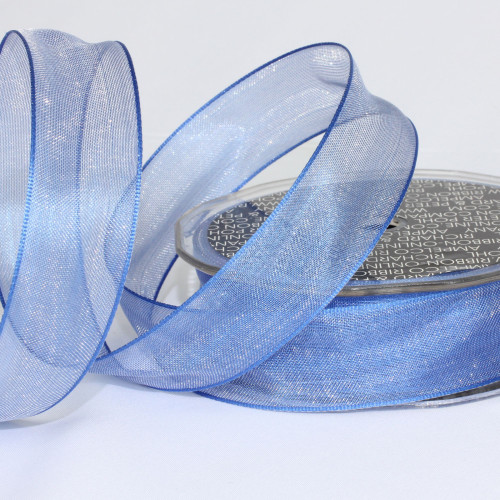Shimmering Light Blue Crystal Wired Edge Craft Ribbon 1" x 54 Yards - IMAGE 1