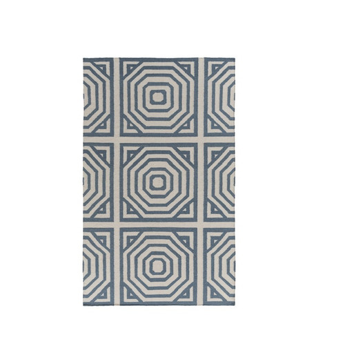 4' x 6' Trance Realm Blue and Gray Hand Woven Rectangular Area Throw Rug - IMAGE 1