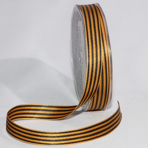 Black and Gold Stripe Craft Ribbon 0.50" x 162 Yards - IMAGE 1