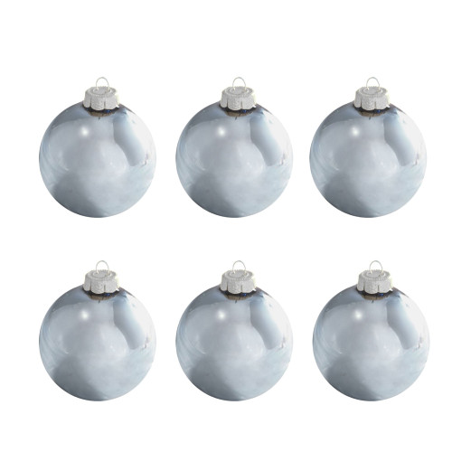 6ct Shiny Sky Blue Glass Ball Christmas Ornaments 4" (100mm) - IMAGE 1