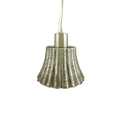 9" Metallic Mercury Glass Bell Hanging Pendant Ceiling Lamp - IMAGE 1