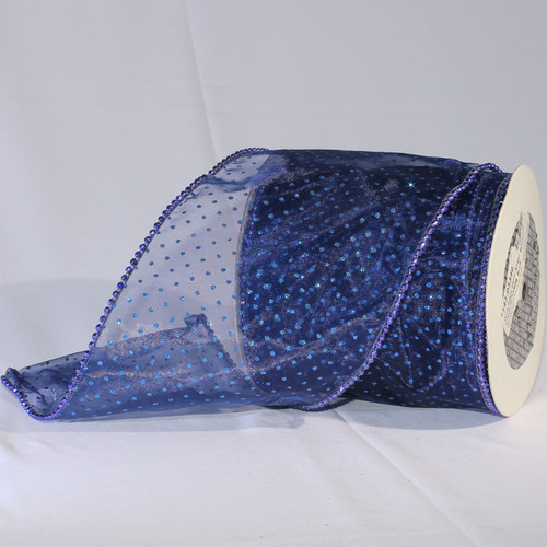 Shimmering Blue Semi Sheer Brooklyn Wired Craft Ribbon 6" x 20 Yards - IMAGE 1