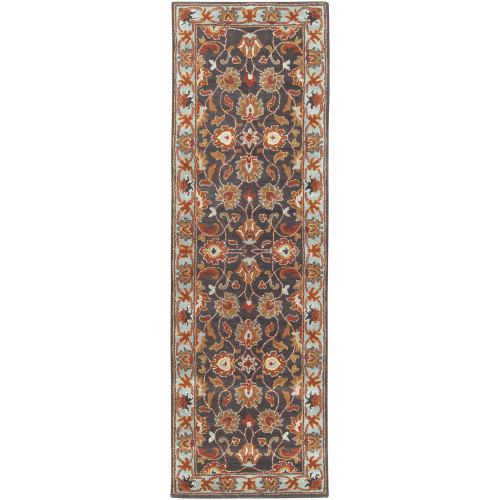 3' x 12' Blue and Maroon Hand Tufted Wool Throw Rug Runner - IMAGE 1
