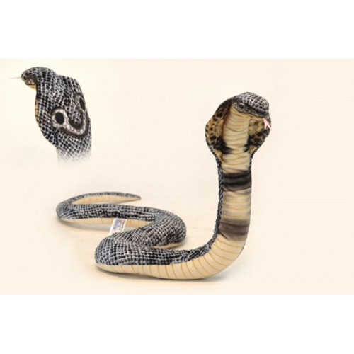 Handcrafted Lifelike Curled Cobra Plush Animal - 33.5" - Set of 3 - IMAGE 1