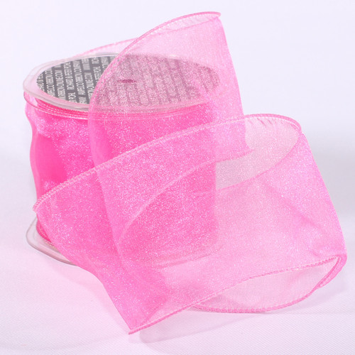 Pink Sheer Solid Wired Craft Ribbon 3" x 27 Yards - IMAGE 1