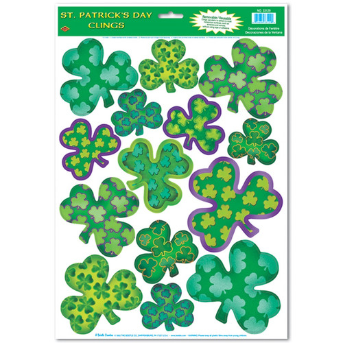 Club Pack of 168 Irish-Mood Shamrock Window Cling St. Patrick's Day Decorations 17" - IMAGE 1