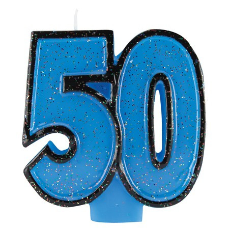 Bold Glitter Molded Numeral 50 Party Candles - 3.5" - Pack of 6 - IMAGE 1