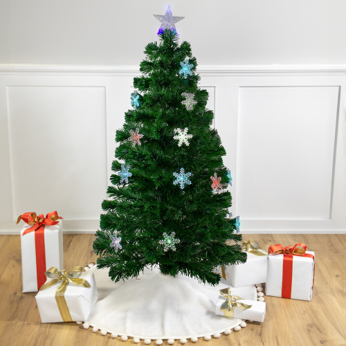 Pre-Lit Color Changing Fiber Optic Artificial Christmas Tree with Snowflakes - 4' - Green - IMAGE 1