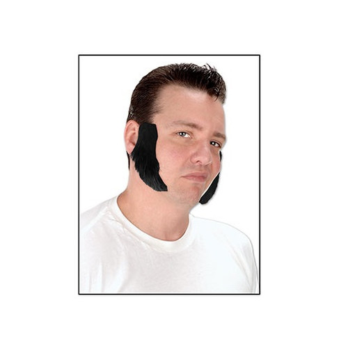Pack of 12 Jet Black Mutton Chop Sideburn Costume Accessories 4.5" - IMAGE 1