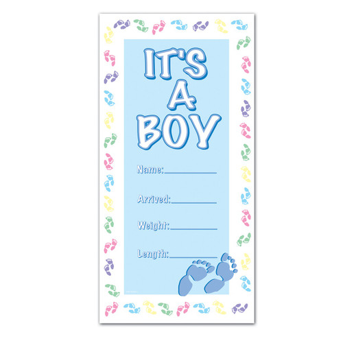 Club Pack of 12 Blue and White Baby Shower Themed "IT'S A BOY" Door Cover Party Decors 5' - IMAGE 1