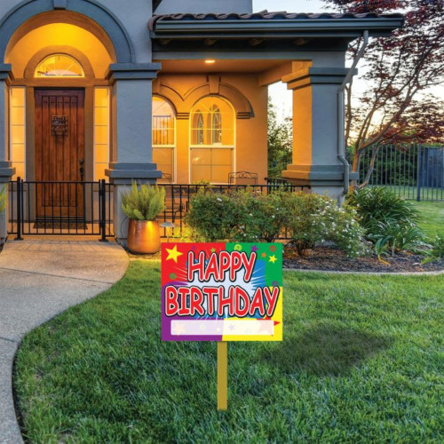 Happy Birthday Outdoor Yard Sign - 15" - Multicolored - Pack of 6 - IMAGE 1