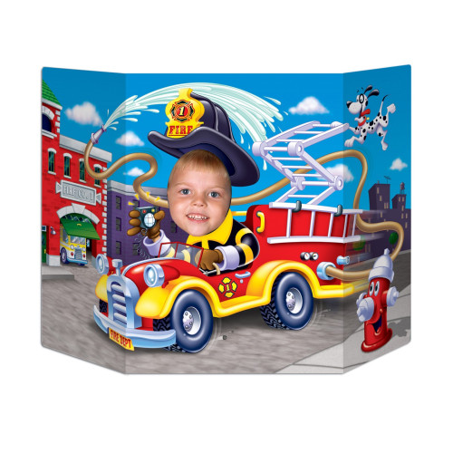 Fire Truck Photo Backdrop - 37" - Red - Pack of 6 - IMAGE 1
