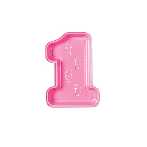 Club Pack of 24 Pink Baby's 1st Birthday Decorative Tray with Footprints - IMAGE 1