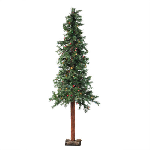 6' Pre-Lit Traditional Woodland Alpine Artificial Christmas Tree - Multi-Color Lights - IMAGE 1