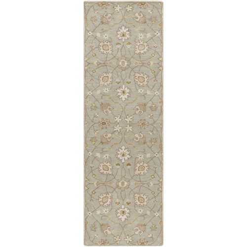 3' x 12' Walnut Brown and Sage Green Rectangular Hand Tufted Wool Area Throw Rug Runner - IMAGE 1