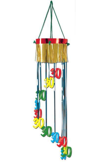 Pack of 12 Shimmering Metallic “30th” Birthday Spiral Hanging Party Decorations 40" - IMAGE 1