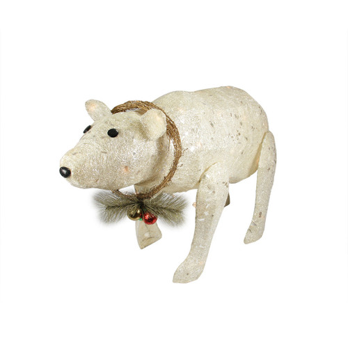 31" White Lighted Sparkling Sisal Baby Polar Bear Christmas Outdoor Decoration - IMAGE 1