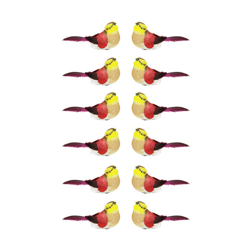 12ct Red and Yellow Spotted Bird Christmas Ornaments 4.75" - IMAGE 1