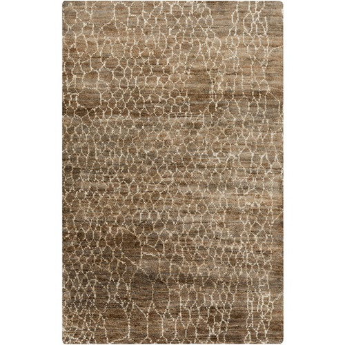 8' x 11' Brown and White Torn Mesh Hand Knotted Area Throw Rug - IMAGE 1