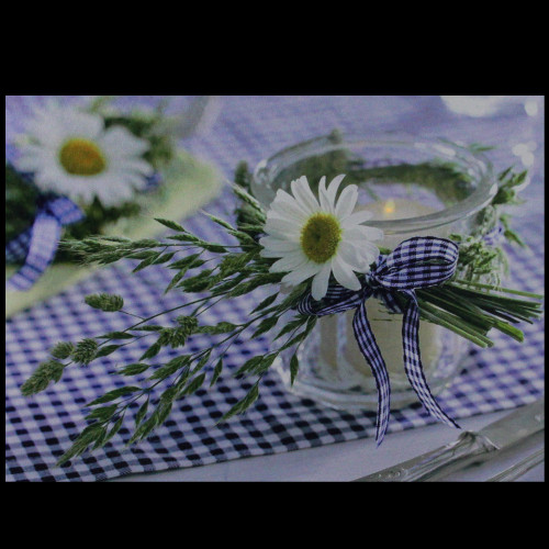 LED Lighted Flickering Daisy Tea Light Candle Canvas Wall Art 11.75" x