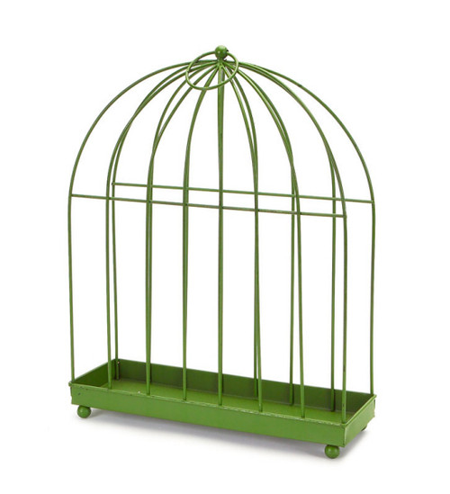 16" Tropicalia Sleek and Stylish Green Bird Cage Pillar Candle Holder - IMAGE 1