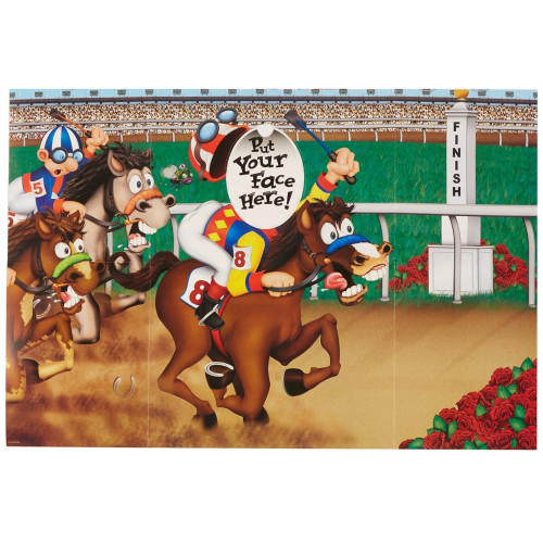 Horse Racing Photo Backdrop - 37" - Multicolor - Pack of 6 - IMAGE 1