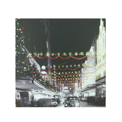 LED Lighted Christmas on Main Street in Pittsburgh Canvas Wall Art - 19.75" x 19.75" - IMAGE 1