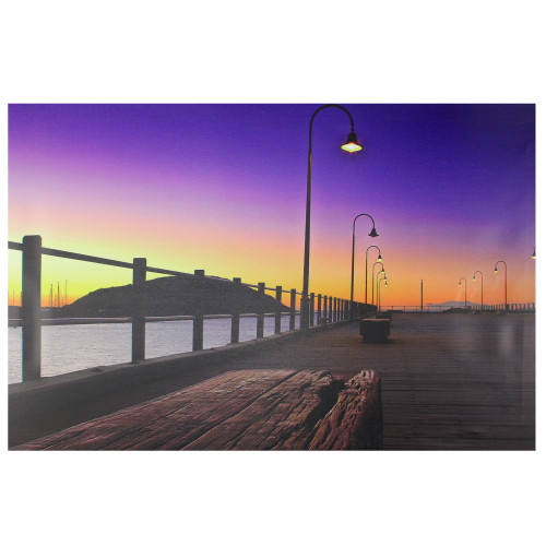 LED Lighted Sunset Boardwalk Scene Canvas Wall Art 15.75" x 23.5" - IMAGE 1