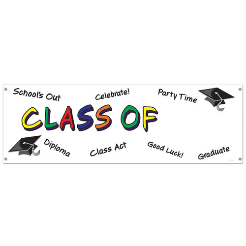 Club Pack of 12 Green and Blue Class Of the Year Sign for Graduations Banner Decors 5' - IMAGE 1