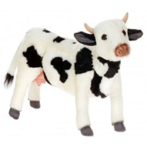 Set of 2 Black and White Handcrafted Soft Plush Cow Stuffed Animals 15.5" - IMAGE 1