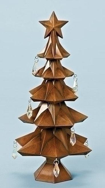 11" Brown and Clear Tabletop Christmas Tree with Star and Jewels - IMAGE 1