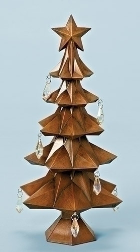 Christmas Tree with Hanging Light Amber Gemstones - 11" - IMAGE 1