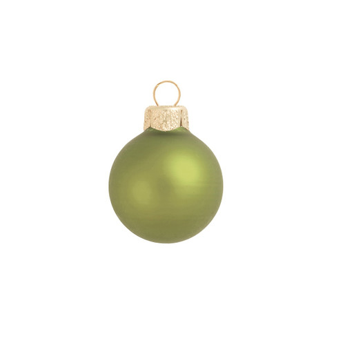 Small Matte Finish Glass Christmas Ball Ornaments - 2" (50mm) - Olive Green - 28ct - IMAGE 1