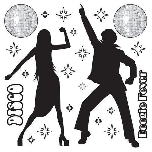 Club Pack of 264 Black Disco Balls and Silhouette Wall Decor 5.25' - IMAGE 1