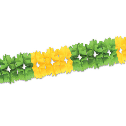 Club Pack of 12 Light Green and Yellow Festive Pageant Garland Decorations 14.5' - IMAGE 1