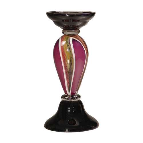 12" Hand Blown Pillar Candle Holder - IMAGE 1