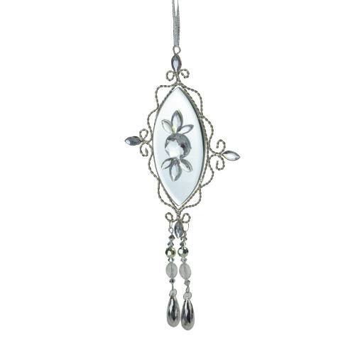 9.5" Silver Elegant Jeweled Mirrored Drop Christmas Ornament - IMAGE 1
