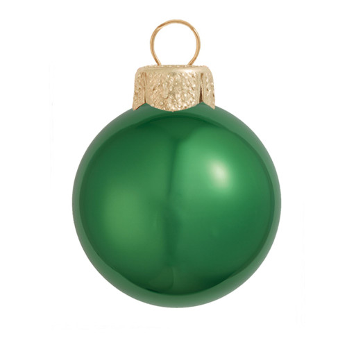 Pearl Finish Glass Christmas Ball Ornaments - 2.75" (70mm) - Green - 12ct - IMAGE 1