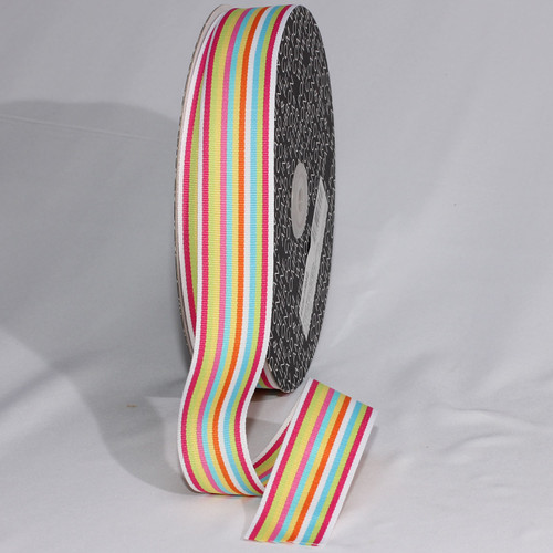 Vibrantly Colored Striped Woven Grosgrain Craft Ribbon 1.25" x 55 Yards - IMAGE 1