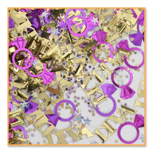 Diva Confetti Bags - 0.5 oz. - Purple and Gold - Pack of 6 - IMAGE 1