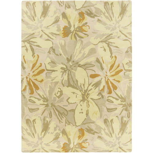 8' x 11' Gray and Brown Floral Rectangular Area Throw Rug Runner - IMAGE 1