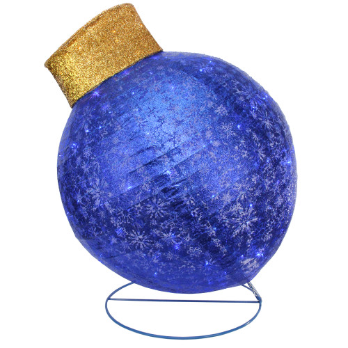 36" Blue LED Twinkling Glittered Christmas Ball Ornament Outdoor Yard Decor - IMAGE 1