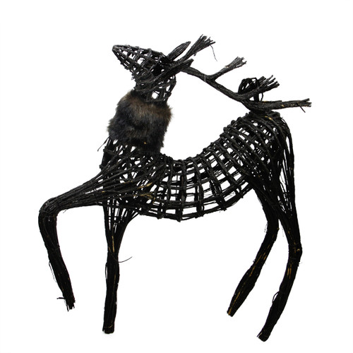 3' Black Glittered Walking Reindeer Christmas Figure - IMAGE 1