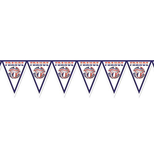 Pack of 6 Red, White and Blue "France" Soccer Themed Pennant Banner Party Decorations 7.4' - IMAGE 1